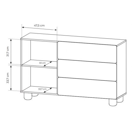 Komoda 130 cm 1-drzwiowa z szufladami LUGO dąb vicenza